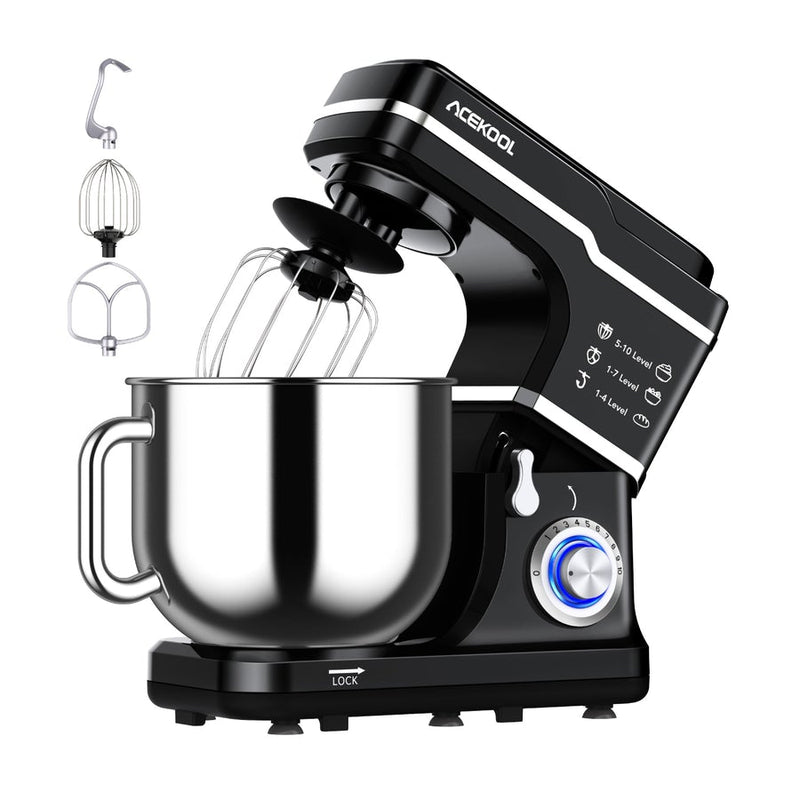 ACEKOOL Mixer MC1 660W 7.5 Quart 10 Speeds Tilt-Head Stand Mixer Black US Plug