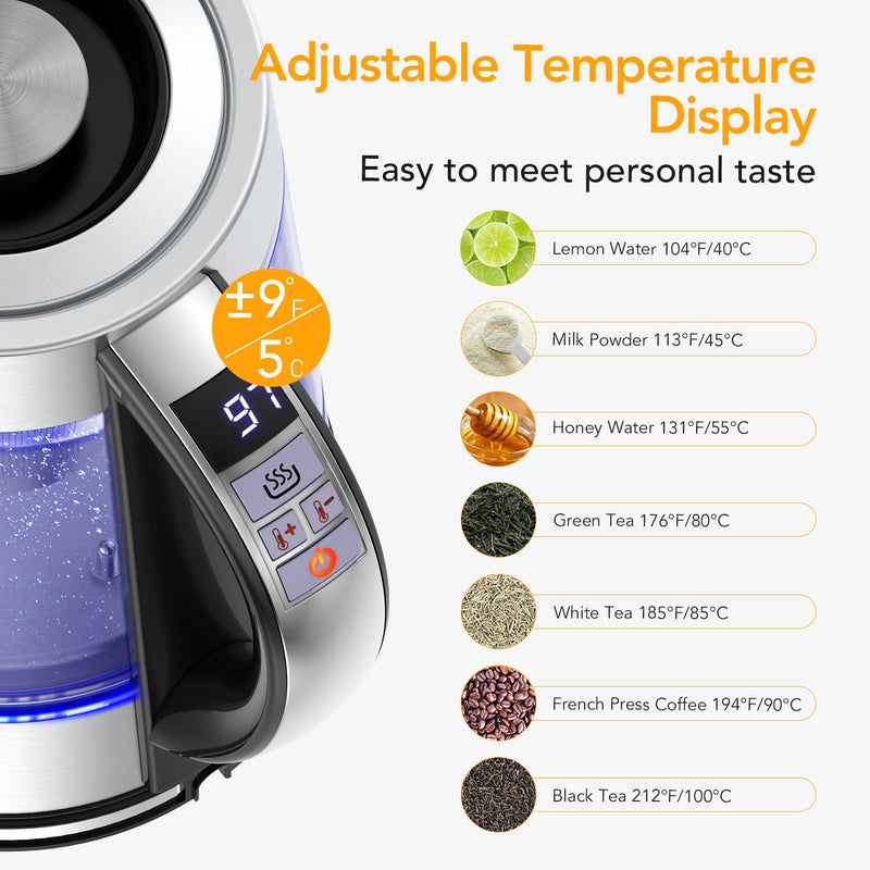 ACEKOOL Electric Kettle KB1 1.8L Glass Keep Warm Tea Kettle