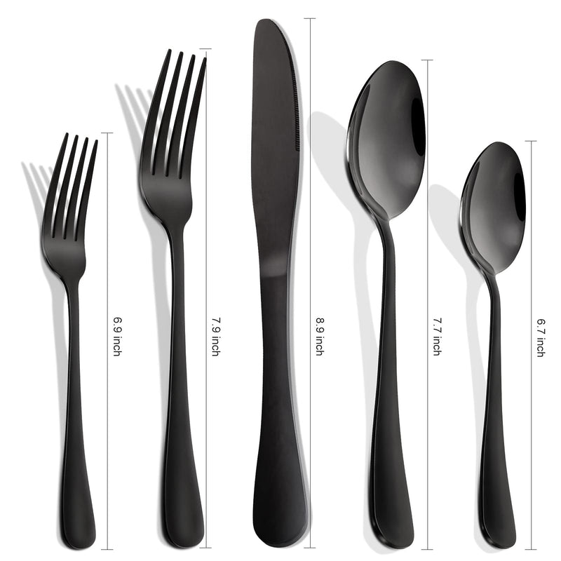 CIBEAT 20 Piece S592 Stainless Steel Kitchen Flatware Set - Black