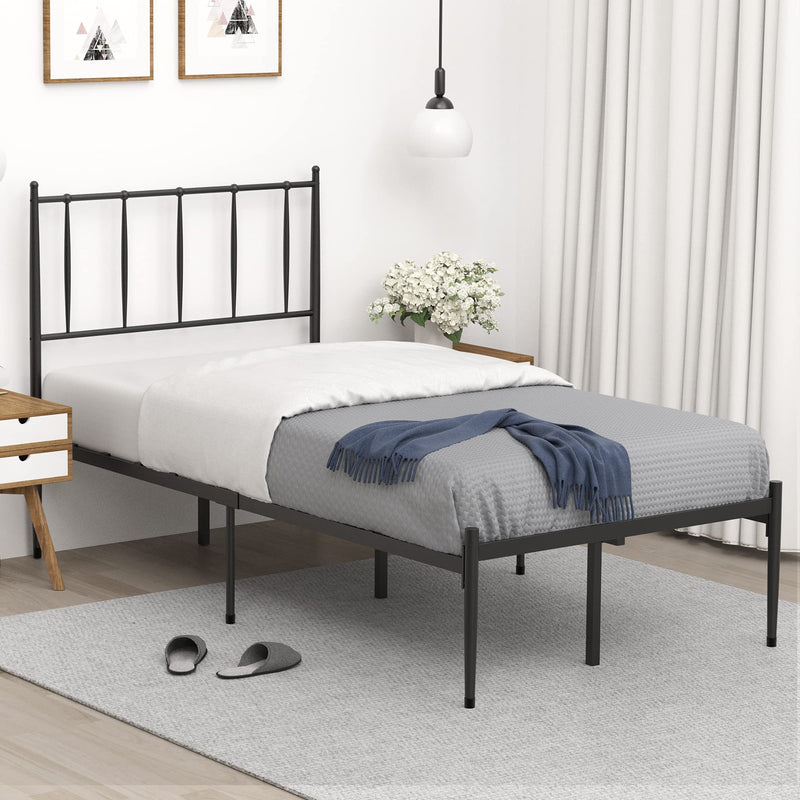 IDEALHOUSE Twin Size Metal Platform Bed Frame with Headboard