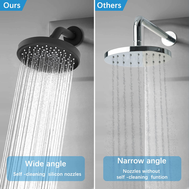 HOSSLLY Rainfall Shower Head High Pressure 360° Adjustable - Brushed Nickel