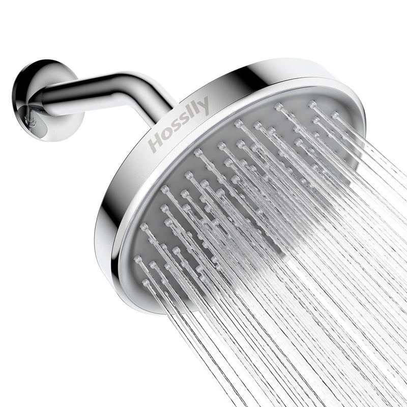 HOSSLLY Rainfall Shower Head High Pressure 360° Adjustable - Matte Black