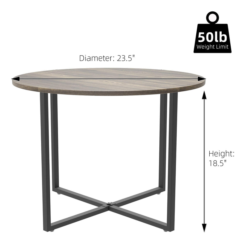 IDEALHOUSE 60CM Round Coffee Table Industrial Design - Grey