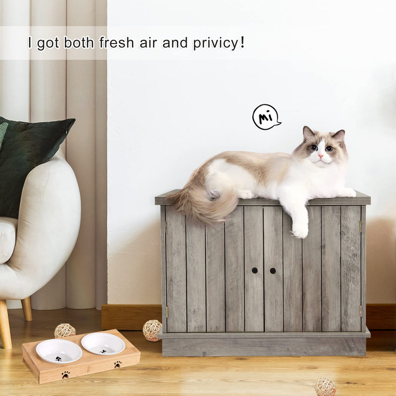 IDEALHOUSE Cat Litter Box Enclosure Hidden Wooden Cat House