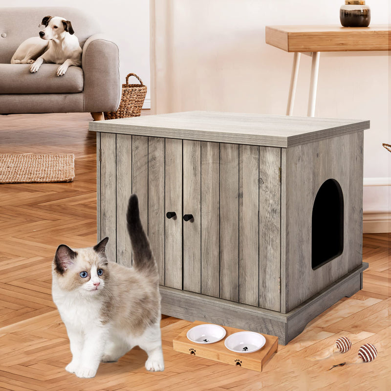 IDEALHOUSE Cat Litter Box Enclosure Hidden Wooden Cat House