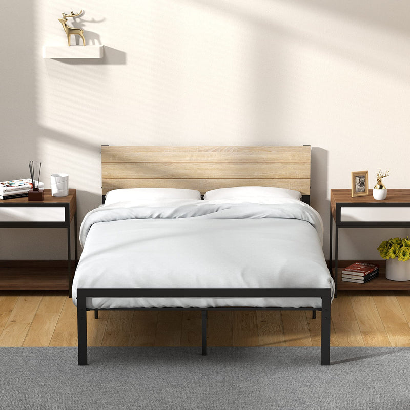 IDEALHOUSE Full Size Bed Frame with Wood Headboard