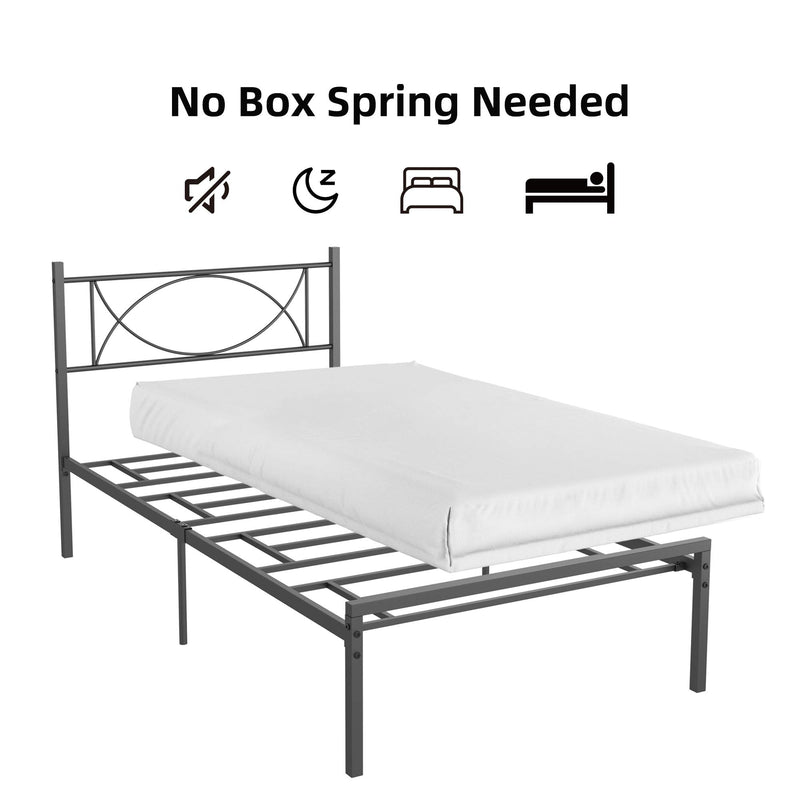 IDEALHOUSE Metal Platform Bed Frame with Sturdy Steel Bed Slats - Twin Size