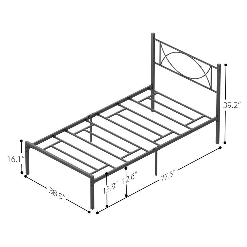 IDEALHOUSE Metal Platform Bed Frame with Sturdy Steel Bed Slats - Twin Size