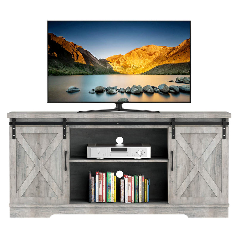 IDEALHOUSE Modern Farmhouse Sliding Barn Door TV Stand