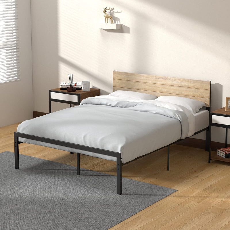 IDEALHOUSE Queen Size Bed Frame with Wood Headboard