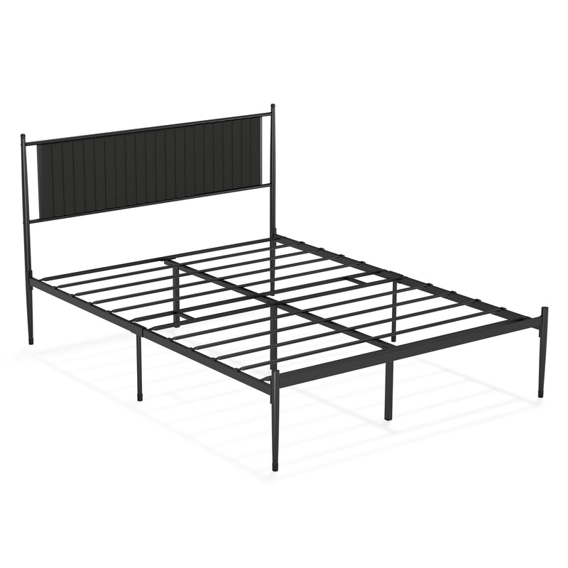 IDEALHOUSE Queen Size Metal Platform Bed Frame with Upholstered Headboard