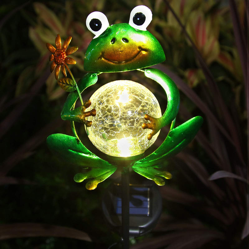 LITAKE Metal Frog Garden Decor Solar Lights Outdoor Lights