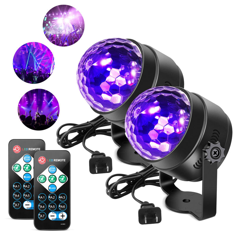 LITAKE 2Pcs UV Black Light 6W LED Disco Ball Party Lights