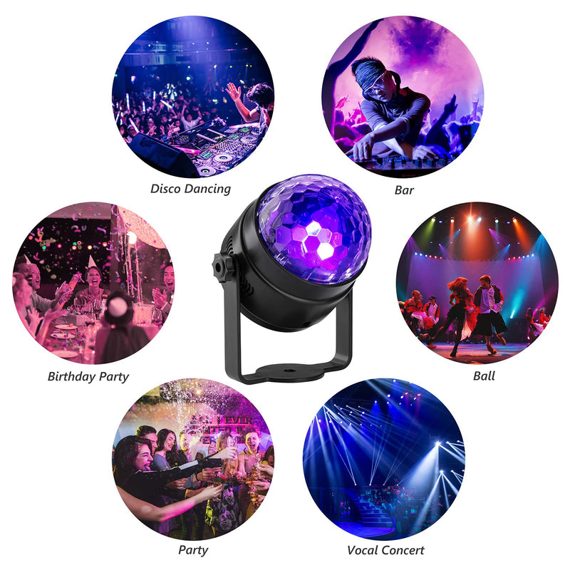 LITAKE 1PC UV Black Light 6W LED Disco Ball Party Lights