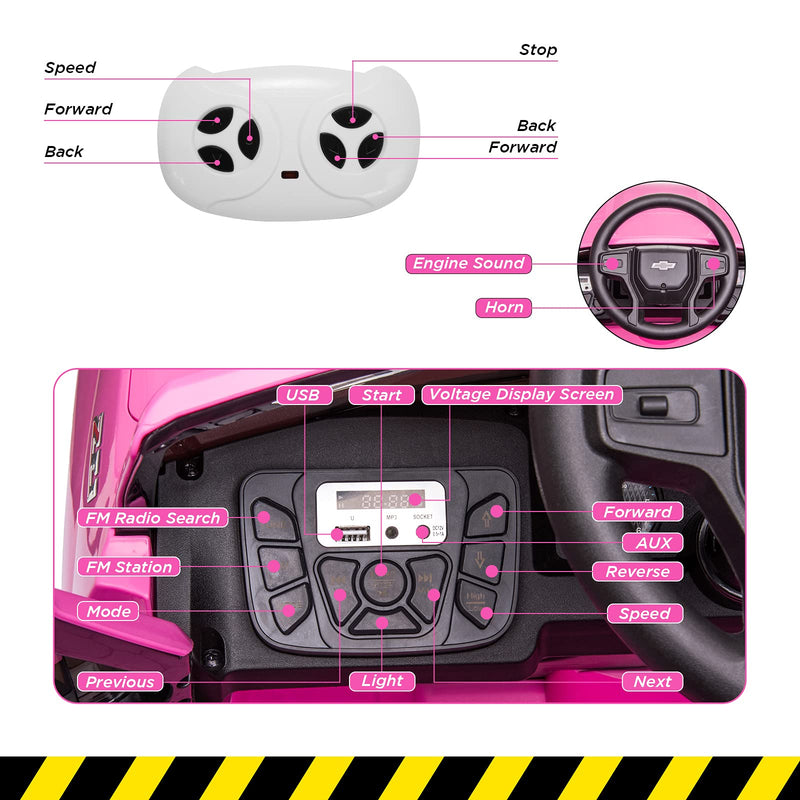 RCTOWN 12V Battery Powered Ride on Car Electric Vehicles - Pink