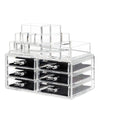 RONSHIN 2pcs/set Plastic Cosmetic Box Makeup Case 6-drawer Transparent