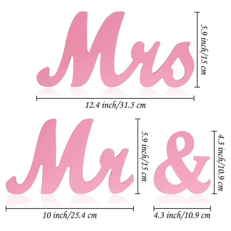 RONSHIN 1 Set Wooden Mr And Mrs Letter Ornament Wedding Props Pink