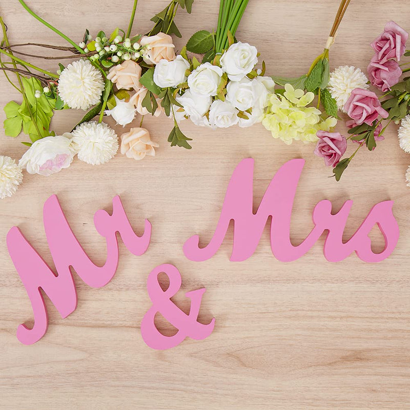 RONSHIN 1 Set Wooden Mr And Mrs Letter Ornament Wedding Props Pink