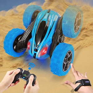 THINKMAX RC Stunt Car Watch Gesture Sensor Car 4WD 360° Rotating Car Blue