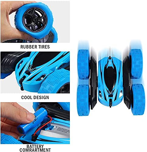 THINKMAX Remote Control Car 1165A RC Stunt Car Toy Double Sided 360 Rotating Vehicle Blue