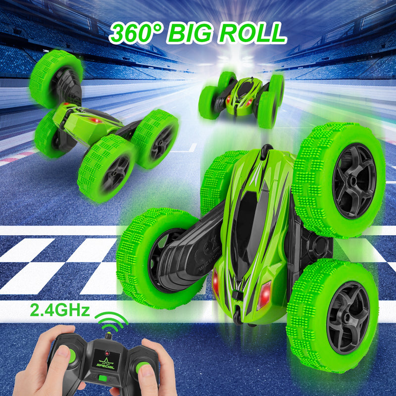 THINKMAX Remote Control Car 1165A RC Stunt Car Toy 360 Rotating Vehicle Green