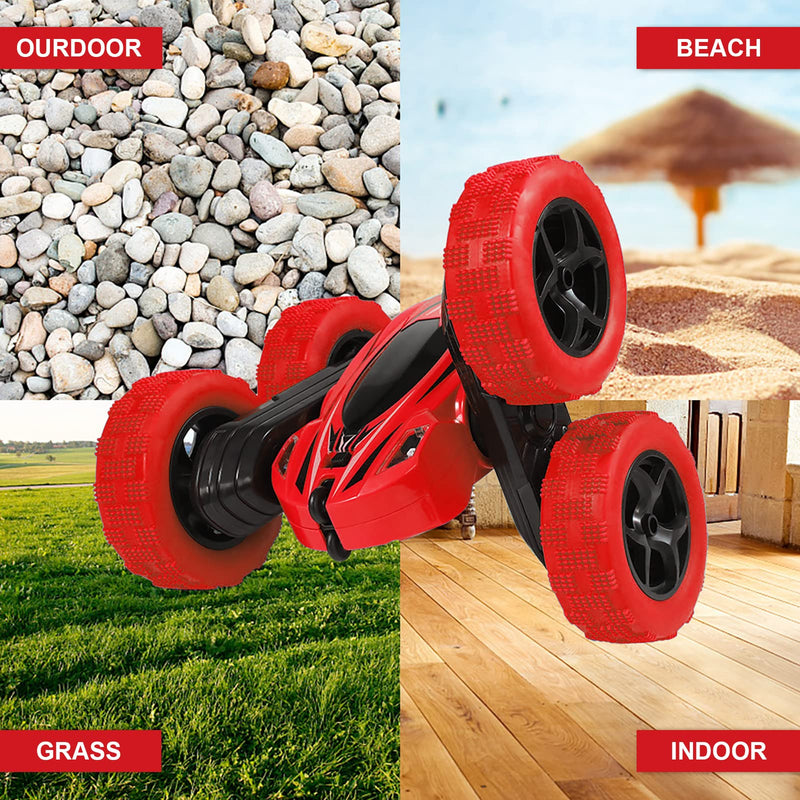 THINKMAX Remote Control Car 1165A RC Stunt Car Toy Double Sided 360 Rotating Vehicle Red