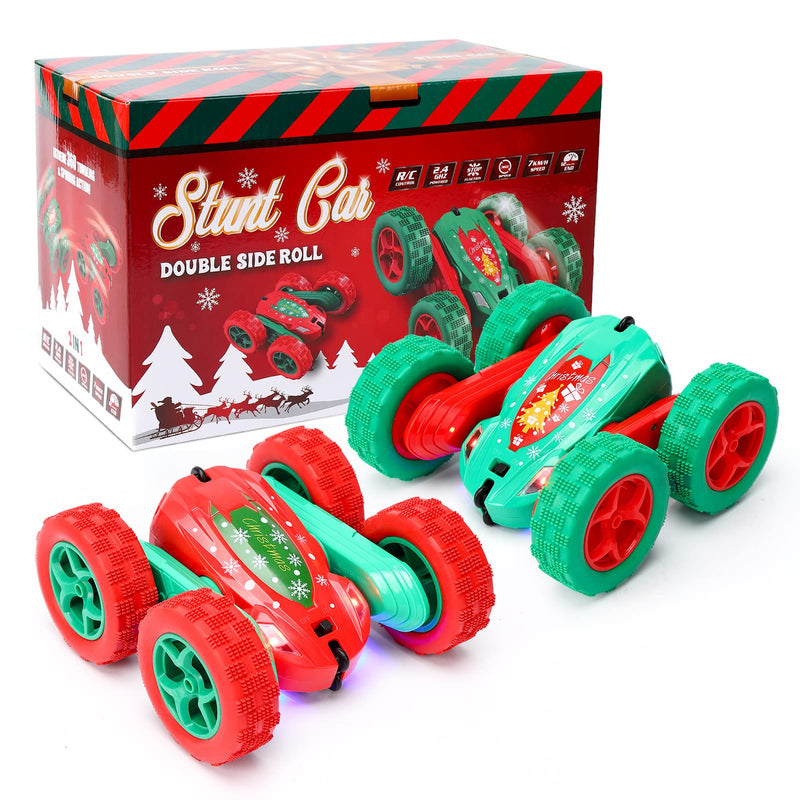 THINKMAX 2Pack RC Stunt Car High Speed Remote Control Car for Xmas Green+Red