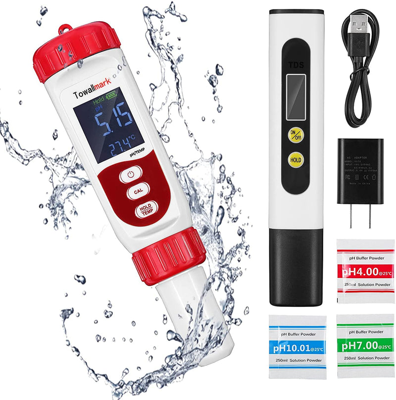 TOWALLMARK Digital PH Tester 0.01 Resolution High Accuracy 0-14pH