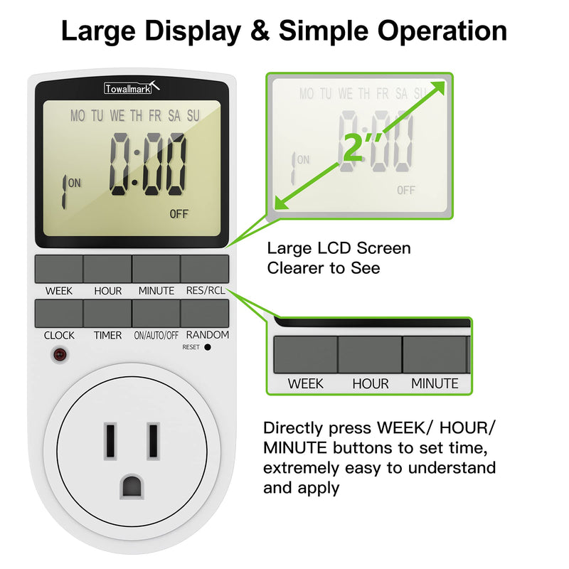 TOWALLMARK Digital Timer Outlet Indoor Plug-in Electric Timer