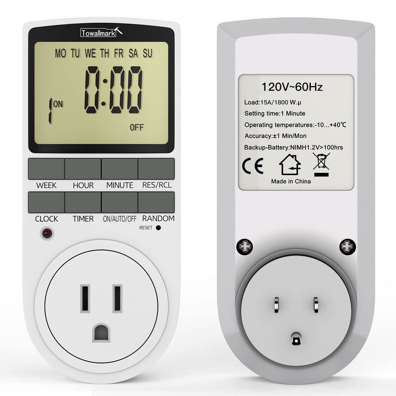 TOWALLMARK Digital Timer Outlet Indoor Plug-in Electric Timer